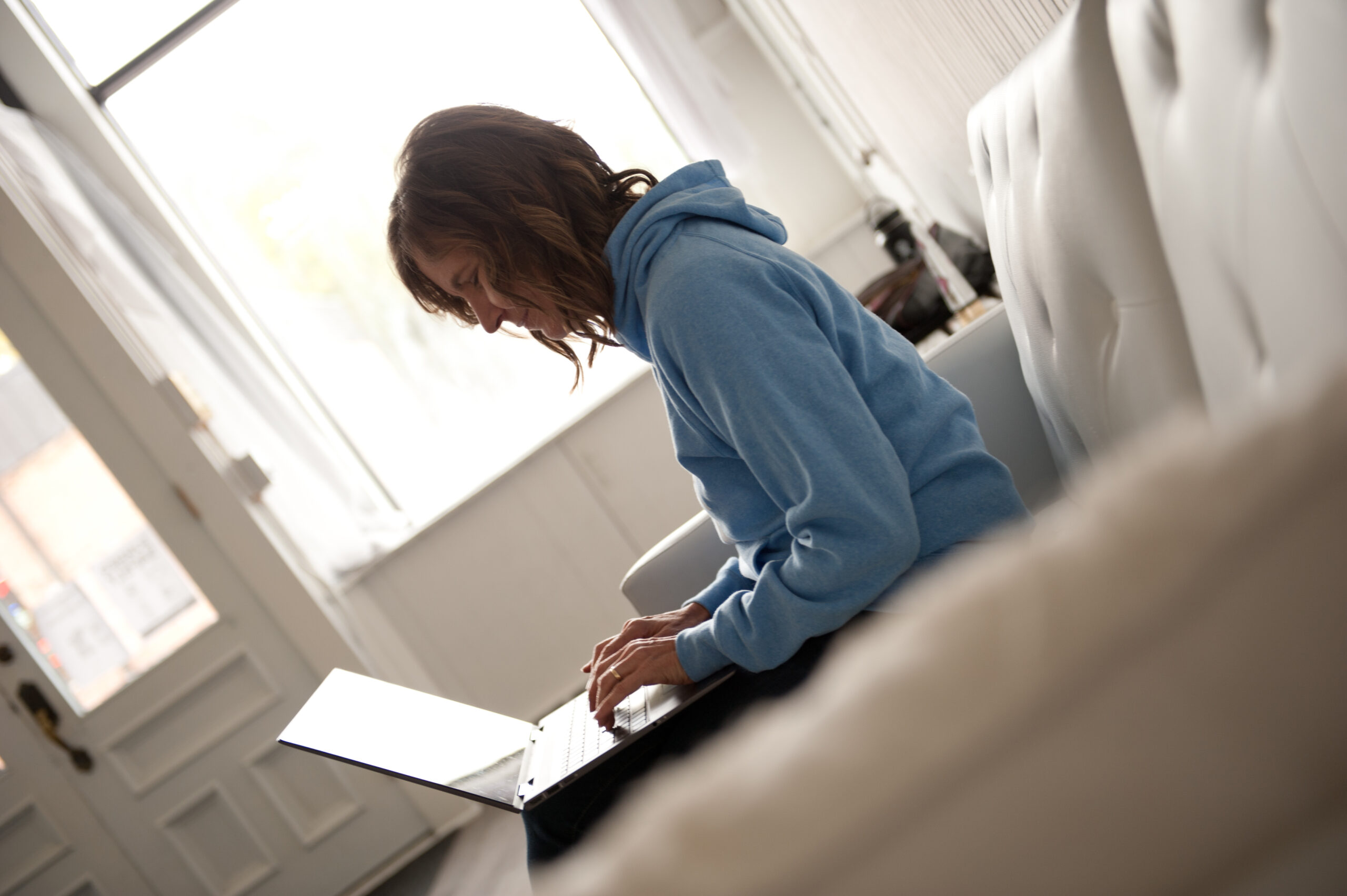 blue sweatshirt.11 Reacting to what is on the screen